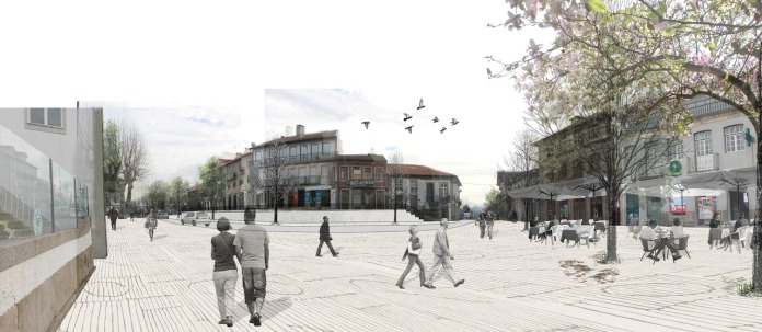 Uma das imagens virtuais apresentadas pela equipa do projecto de intervenção urbana, da Escola de Arquitectura da Universidade do Minho.